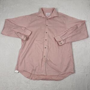 Calvin Klein Men's Large Pink Button-Up Regular Fit Performance Non-Iron Shirt‎